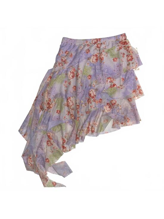 Dresses & Skirts - Angie Purple Floral Mesh Asymmetrical Ruffle Skirt Size Small NWT